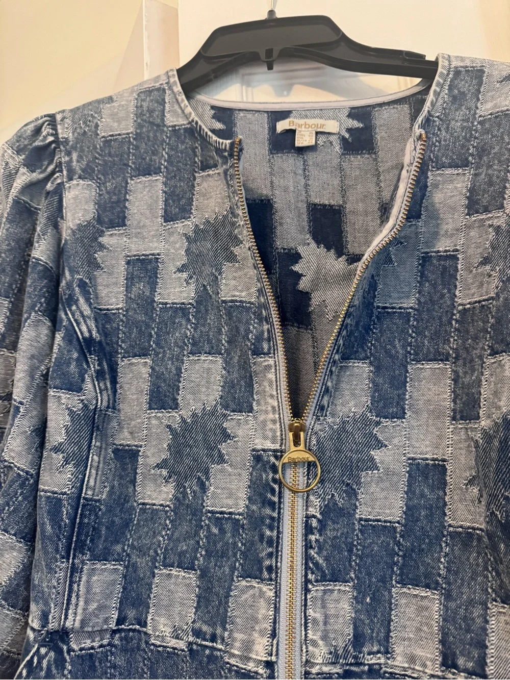 Barbour Bowhill Puff-Sleeve Mini Dress with Front Zip - Picture 6 of 8